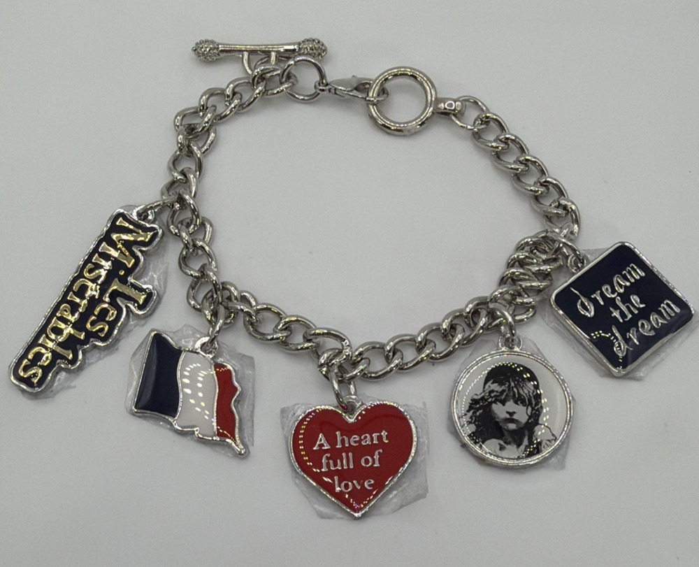 Les Miserables Charm Bracelet Silver Tone Dream the Dream Heart Full of Love